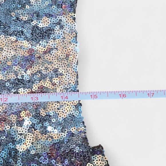 Mango Halterneck Sequin Midi Dress Silver Keyhole Cocktail Event Prom NWT - Picture 12 of 16